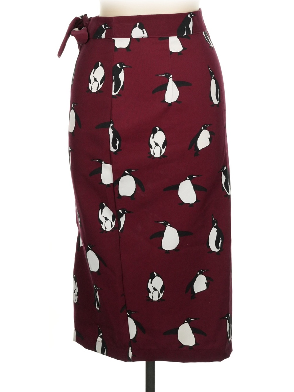 RARE Bettie Page Burgundy Penguin Print Pencil Skirt, Large, EUC 🐧